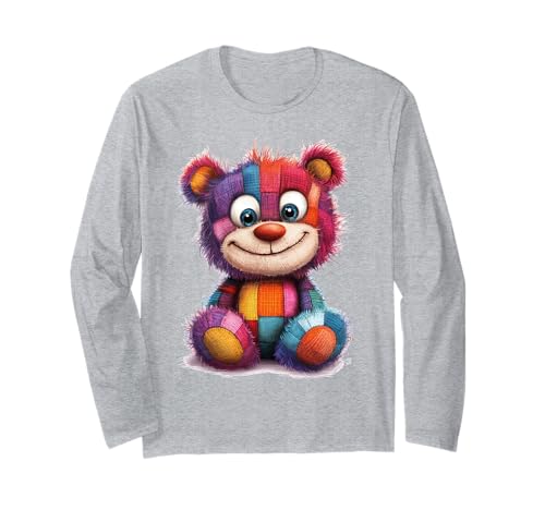 süßer Vintage Teddybär in Patchwork Style Klamotten Kids Langarmshirt süßer Vintage Teddybär in Patchwork Style Klamotten Kids Langarmshirt von coole Bären in fleckigen Werktags Ouftits