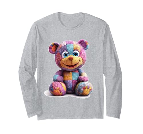 süßer Vintage Teddybär in Patchwork Style Klamotten Kids Langarmshirt süßer Vintage Teddybär in Patchwork Style Klamotten Kids Langarmshirt von coole Bären in fleckigen Werktags Ouftits