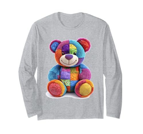 süßer Vintage Teddybär in Patchwork Style Klamotten Kids Langarmshirt süßer Vintage Teddybär in Patchwork Style Klamotten Kids Langarmshirt von coole Bären in fleckigen Werktags Ouftits