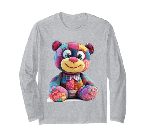 süßer Vintage Teddybär in Patchwork Style Klamotten Kids Langarmshirt süßer Vintage Teddybär in Patchwork Style Klamotten Kids Langarmshirt von coole Bären in fleckigen Werktags Ouftits