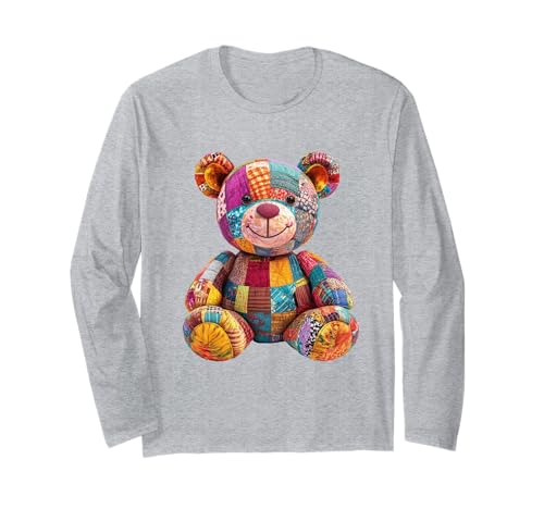 süßer Vintage Teddybär in Patchwork Style Klamotten Kids Langarmshirt süßer Vintage Teddybär in Patchwork Style Klamotten Kids Langarmshirt von coole Bären in fleckigen Werktags Ouftits