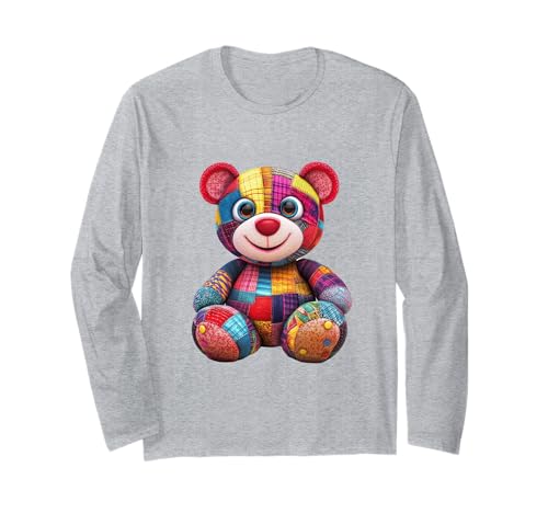 süßer Vintage Teddybär in Patchwork Style Klamotten Kids Langarmshirt süßer Vintage Teddybär in Patchwork Style Klamotten Kids Langarmshirt von coole Bären in fleckigen Werktags Ouftits