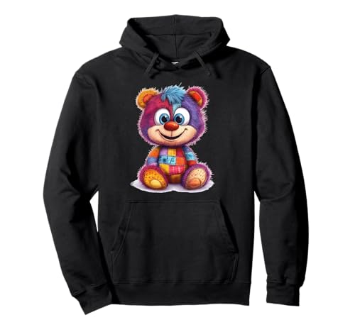 süßer Vintage Teddybär in Patchwork Style Klamotten Kids Pullover Hoodie von coole Bären in fleckigen Werktags Ouftits