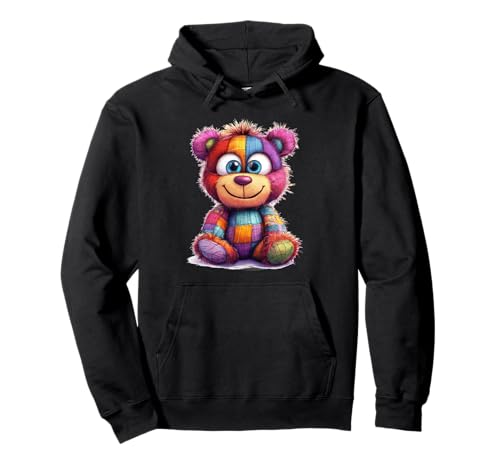 süßer Vintage Teddybär in Patchwork Style Klamotten Kids Pullover Hoodie von coole Bären in fleckigen Werktags Ouftits
