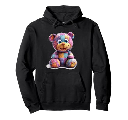 süßer Vintage Teddybär in Patchwork Style Klamotten Kids Pullover Hoodie von coole Bären in fleckigen Werktags Ouftits
