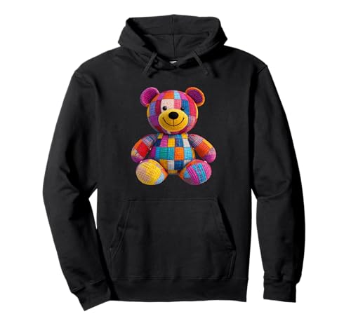 süßer Vintage Teddybär in Patchwork Style Klamotten Kids Pullover Hoodie von coole Bären in fleckigen Werktags Ouftits