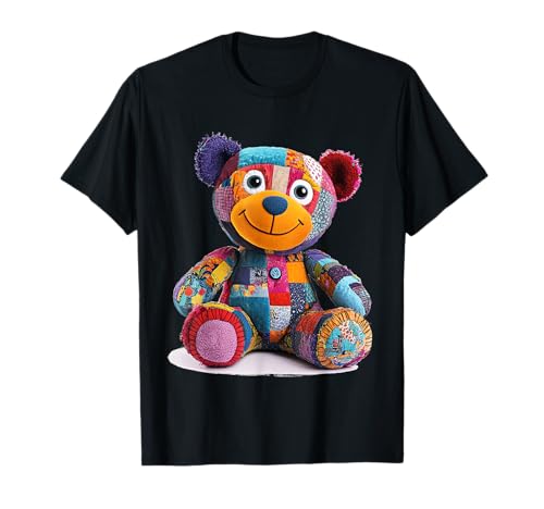 süßer Vintage Teddybär in Patchwork Style Klamotten Kids T-Shirt von coole Bären in fleckigen Werktags Ouftits