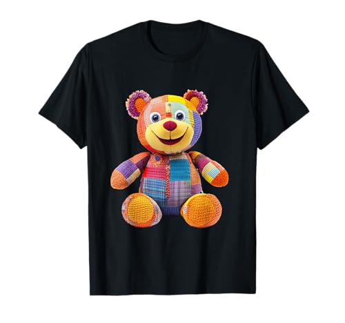 süßer Vintage Teddybär in Patchwork Style Klamotten Kids T-Shirt von coole Bären in fleckigen Werktags Ouftits