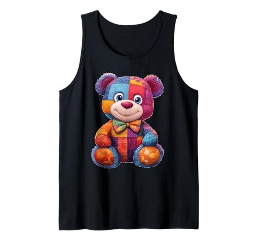 süßer Vintage Teddybär in Patchwork Style Klamotten Kids Tank Top süßer Vintage Teddybär in Patchwork Style Klamotten Kids Tank Top von coole Bären in fleckigen Werktags Ouftits
