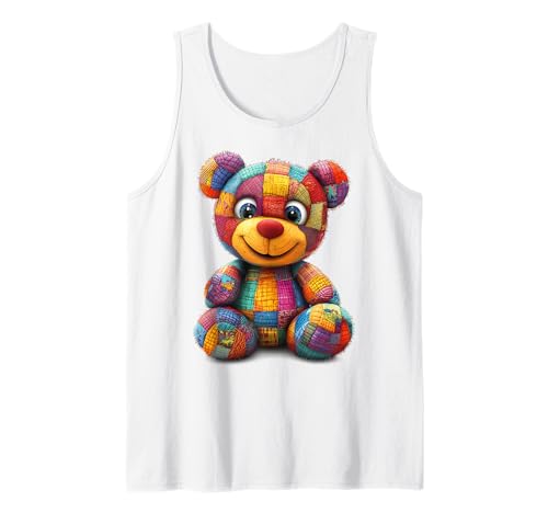 süßer Vintage Teddybär in Patchwork Style Klamotten Kids Tank Top süßer Vintage Teddybär in Patchwork Style Klamotten Kids Tank Top von coole Bären in fleckigen Werktags Ouftits