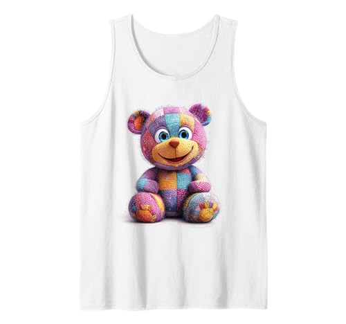 süßer Vintage Teddybär in Patchwork Style Klamotten Kids Tank Top süßer Vintage Teddybär in Patchwork Style Klamotten Kids Tank Top von coole Bären in fleckigen Werktags Ouftits