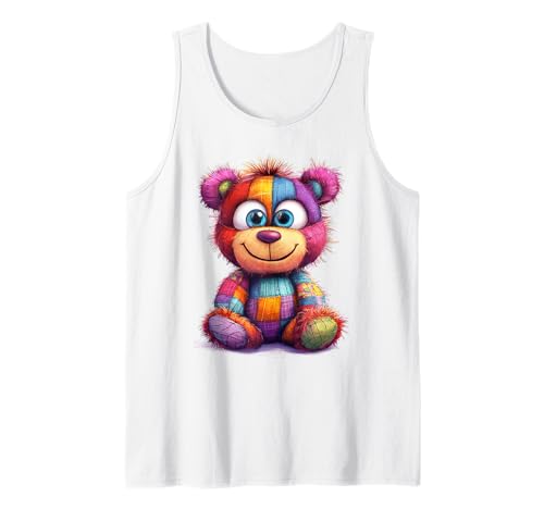 süßer Vintage Teddybär in Patchwork Style Klamotten Kids Tank Top süßer Vintage Teddybär in Patchwork Style Klamotten Kids Tank Top von coole Bären in fleckigen Werktags Ouftits