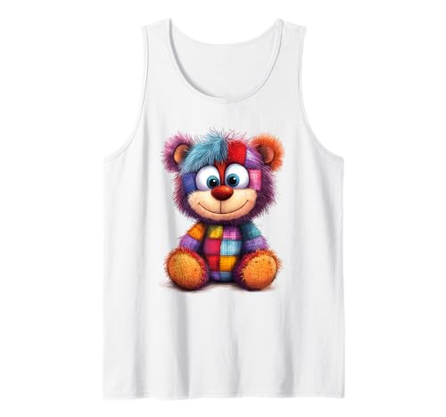 süßer Vintage Teddybär in Patchwork Style Klamotten Kids Tank Top süßer Vintage Teddybär in Patchwork Style Klamotten Kids Tank Top von coole Bären in fleckigen Werktags Ouftits