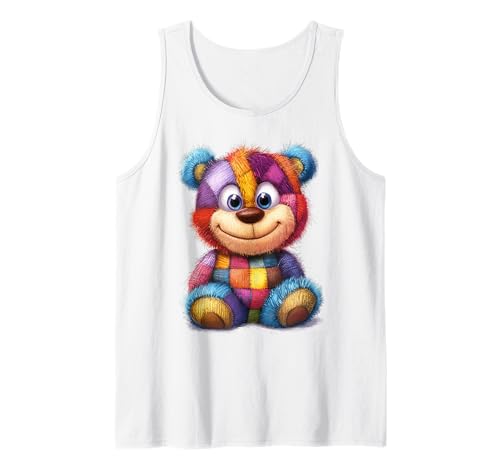 süßer Vintage Teddybär in Patchwork Style Klamotten Kids Tank Top süßer Vintage Teddybär in Patchwork Style Klamotten Kids Tank Top von coole Bären in fleckigen Werktags Ouftits