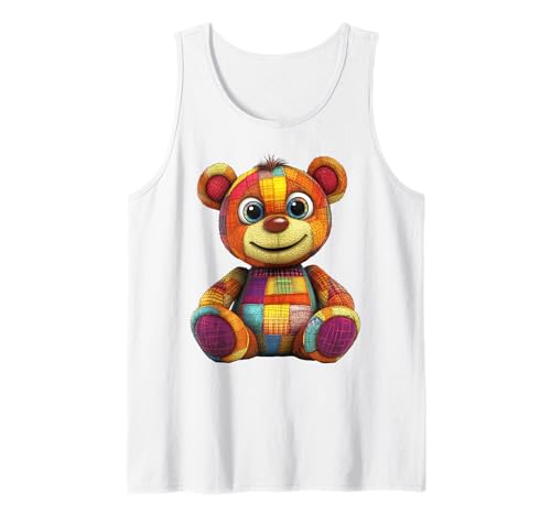 süßer Vintage Teddybär in Patchwork Style Klamotten Kids Tank Top süßer Vintage Teddybär in Patchwork Style Klamotten Kids Tank Top von coole Bären in fleckigen Werktags Ouftits