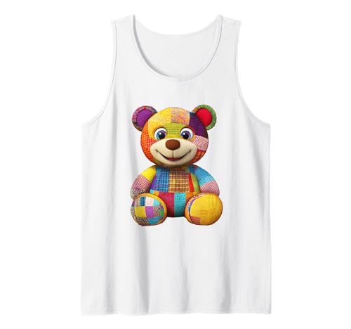 süßer Vintage Teddybär in Patchwork Style Klamotten Kids Tank Top süßer Vintage Teddybär in Patchwork Style Klamotten Kids Tank Top von coole Bären in fleckigen Werktags Ouftits