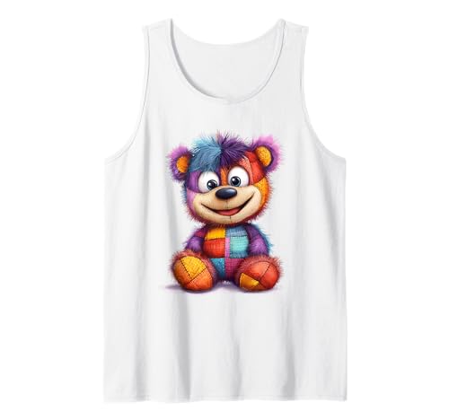 süßer Vintage Teddybär in Patchwork Style Klamotten Kids Tank Top süßer Vintage Teddybär in Patchwork Style Klamotten Kids Tank Top von coole Bären in fleckigen Werktags Ouftits