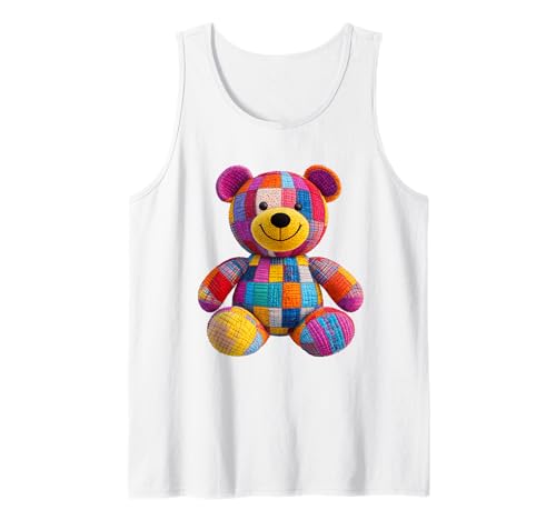 süßer Vintage Teddybär in Patchwork Style Klamotten Kids Tank Top süßer Vintage Teddybär in Patchwork Style Klamotten Kids Tank Top von coole Bären in fleckigen Werktags Ouftits