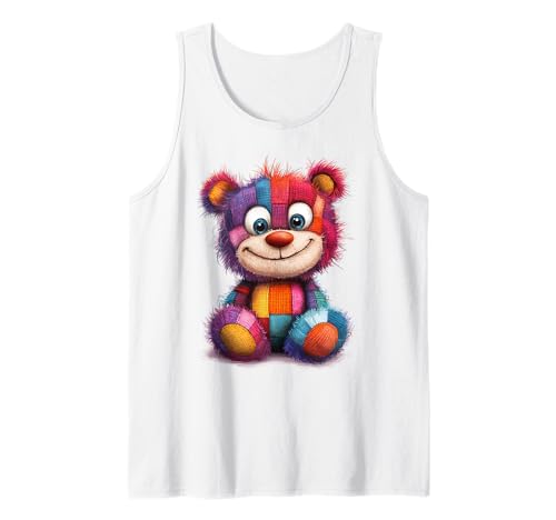 süßer Vintage Teddybär in Patchwork Style Klamotten Kids Tank Top süßer Vintage Teddybär in Patchwork Style Klamotten Kids Tank Top von coole Bären in fleckigen Werktags Ouftits
