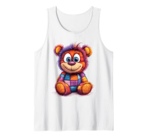 süßer Vintage Teddybär in Patchwork Style Klamotten Kids Tank Top süßer Vintage Teddybär in Patchwork Style Klamotten Kids Tank Top von coole Bären in fleckigen Werktags Ouftits