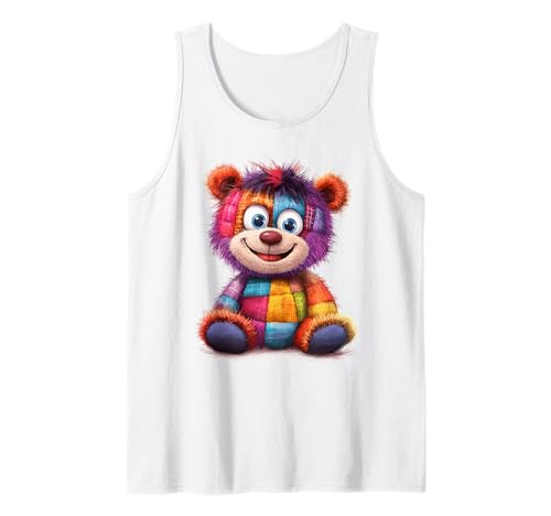 süßer Vintage Teddybär in Patchwork Style Klamotten Kids Tank Top süßer Vintage Teddybär in Patchwork Style Klamotten Kids Tank Top von coole Bären in fleckigen Werktags Ouftits