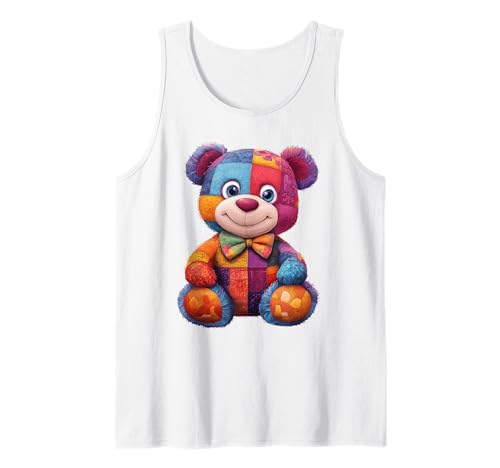 süßer Vintage Teddybär in Patchwork Style Klamotten Kids Tank Top süßer Vintage Teddybär in Patchwork Style Klamotten Kids Tank Top von coole Bären in fleckigen Werktags Ouftits