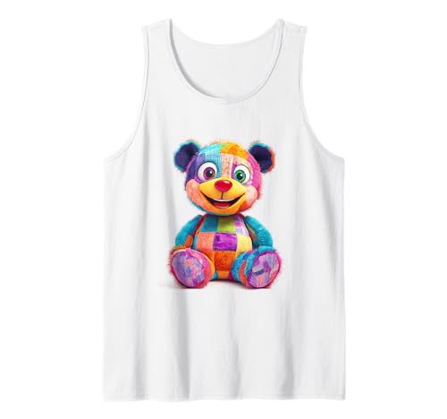 süßer Vintage Teddybär in Patchwork Style Klamotten Kids Tank Top süßer Vintage Teddybär in Patchwork Style Klamotten Kids Tank Top von coole Bären in fleckigen Werktags Ouftits