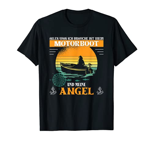 Herren Motorboot Boot Angeln Angler Bootsfahrer Kapitän Fischen T-Shirt Herren Motorboot Boot Angeln Angler Bootsfahrer Kapitän Fischen T-Shirt von coole Sportboot Designs für Fischer mit Angelrute
