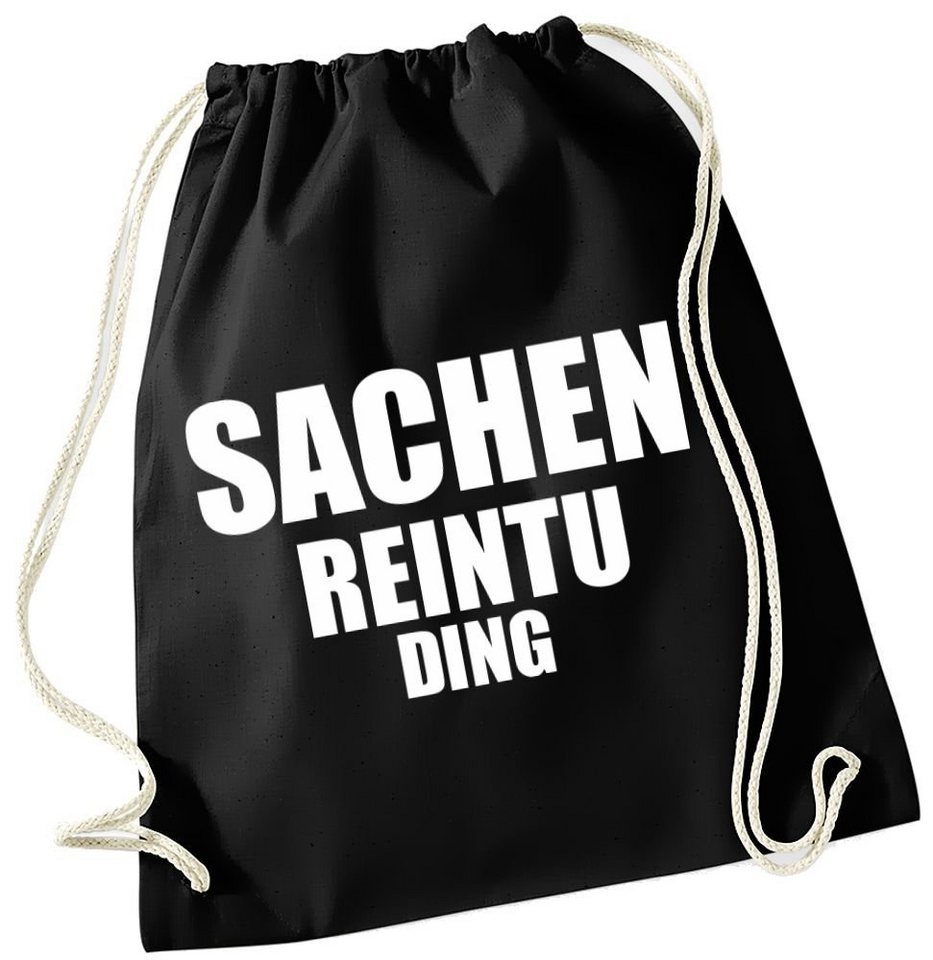 coole-fun-t-shirts Beuteltasche SACHEN REINTU DING Beutel Sack Tasche Turnbeutel Rucksack Gymbag Schwarz von coole-fun-t-shirts