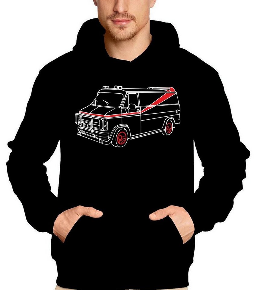 coole-fun-t-shirts Hoodie A-TEAM Van Bus Hoodie Sweatshirt mit Kapuze Schwarz von coole-fun-t-shirts