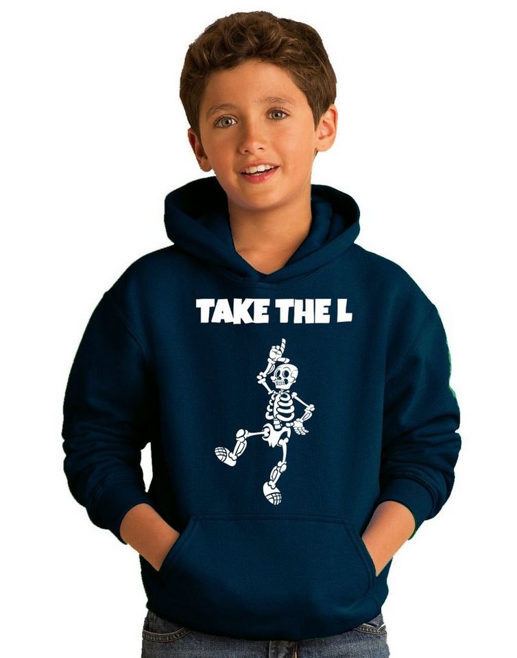 coole-fun-t-shirts Hoodie TAKE THE L Skelett Hoodie Kinder Gr. 128 140 152 164 von coole-fun-t-shirts