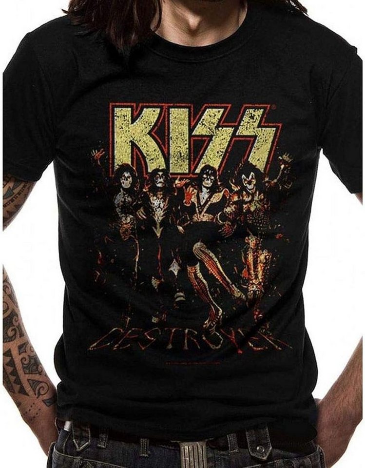 coole-fun-t-shirts Print-Shirt KISS T-Shirt Bandshirt Skull-Line Schwarz Herren S M L XL XXL KISS Tournee T-Shirt von coole-fun-t-shirts