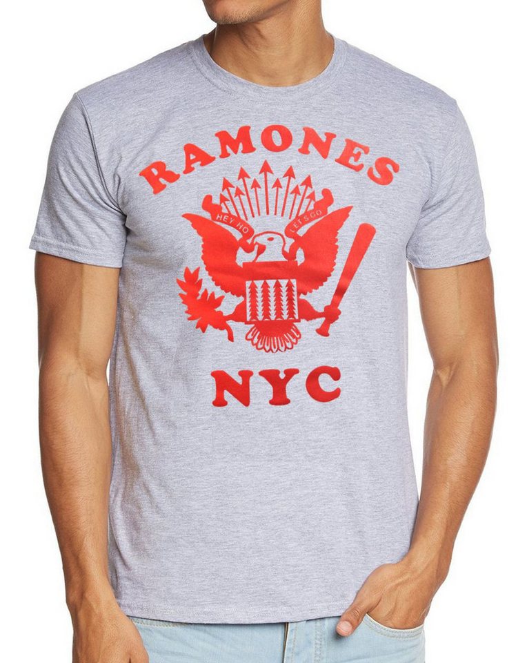 coole-fun-t-shirts Print-Shirt THE RAMONES T-SHIRT NYC grey He Ho Lets Go von coole-fun-t-shirts