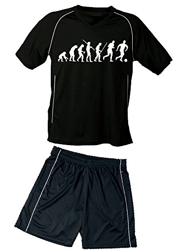 coole-fun-t-shirts Trikotset Fussball Evolution Kinder Trikot + Hose schwarz-schwarz, 158-164 von Coole-Fun-T-Shirts