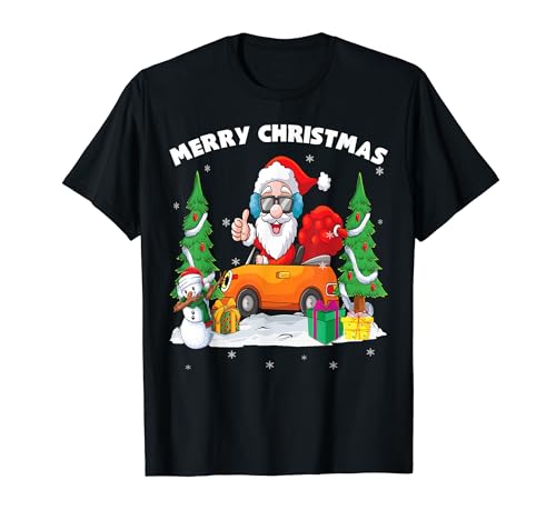 cooler Nikolaus mit Weihnachtskostüm für Kinder: Weihnachts T-Shirt für Kinder, Schwarz, S, Kurzarm, V-Ausschnitt, Festive Cartoon Christmas T-Shirt, Weihnachten, Kinder, Unisex, Winter von cooler Nikolaus mit Weihnachtskostüm für Kinder