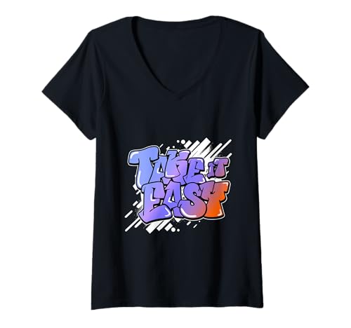 Damen Take it Easy lustiger Spruch Fitness Motivation Gym T-Shirt mit V-Ausschnitt Damen Take it Easy lustiger Spruch Fitness Motivation Gym T-Shirt mit V-Ausschnitt von cooler Spruch Motivationsspruch Geschenk Cardio