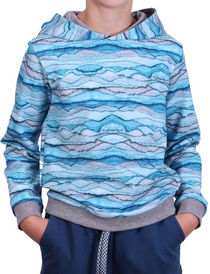 coolismo Kapuzensweatshirt Kinder-Sweater Hoodie für Jungen mit Wave-Print Baumwolle, europäische Produktion von coolismo