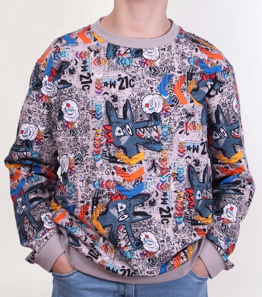 coolismo Sweater Kinder Sweatshirt Jungen Pullover mit farbigem Grafitti-Print Baumwolle, europäische Produktion von coolismo