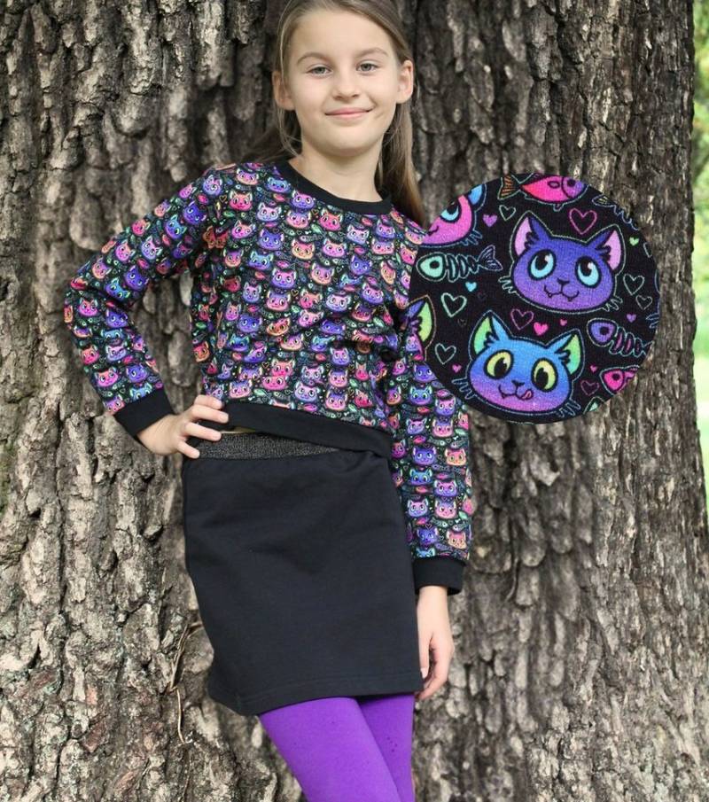 coolismo Sweater Kinder Sweatshirt Mädchen Pullover mit bezaubernden Katzen-Motiv-Print Baumwolle, Made in Europa von coolismo