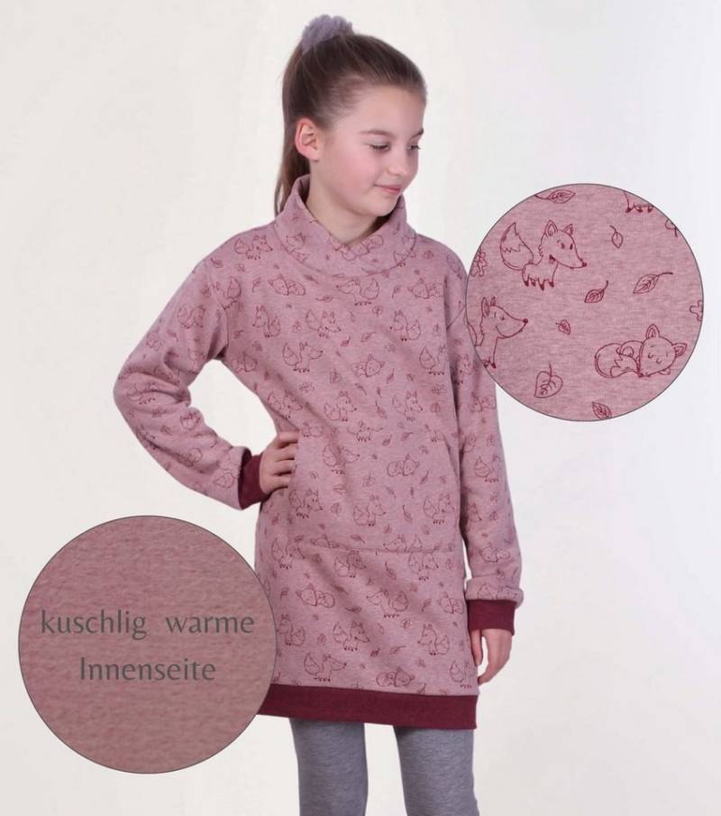 coolismo Sweatkleid Sweatshirt Kleid Thermo coole Mädchen niedlicher Fuchs-Motiv-Print Made in Europa von coolismo