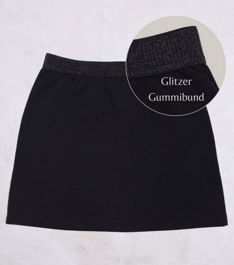 coolismo Sweatrock Mädchen Rock Sweat unifarben mit elastischem Glitzer-Bund Baumwolle, Made in Europa von coolismo