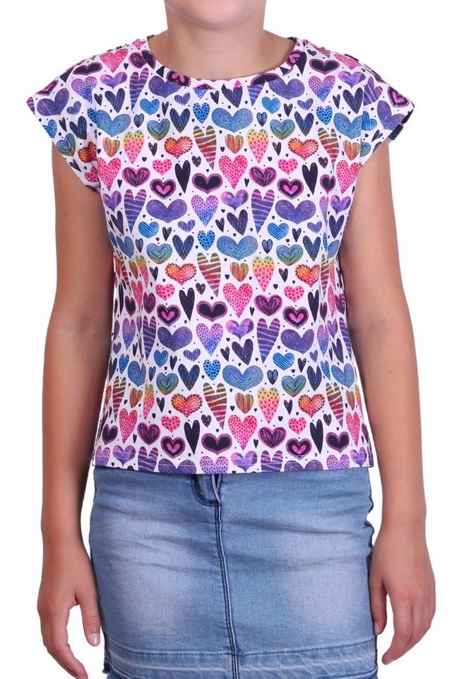 coolismo T-Shirt mit Herzchen-Motiv Kurzarm, bedruckt, Rundhalsausschnitt, aus Baumwolle von coolismo