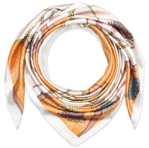 corciova 35 x 35 Orange Gürtel Spike Frauen Seide Wie Quadrat Haar Schal Wrap Kopftuch Stirnband Krawatte Schlafen in der Nacht Mode von corciova