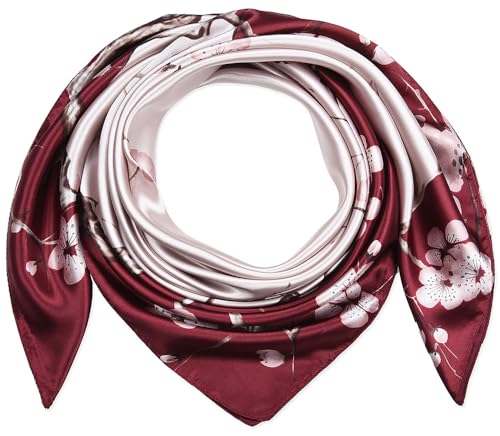 corciova Frauen Seide Quadratisches Haar Schlafschal Upsdell Rot Schweinchen Rosa Pfirsich Blüte Lockiges Stirnband Mode Bandana Kopftuch von corciova