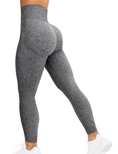 corcoar Sport Leggings Damen Hoch Taille Seamless Blickdicht Leggings Booty Lifting Po Push Up Gym Yoga Sporthose Asche M von corcoar