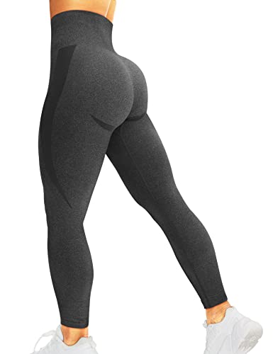 corcoar Damen Leggings Sporthose High Waist Seamless Hosen Gym Yoga Sport Grau M von corcoar