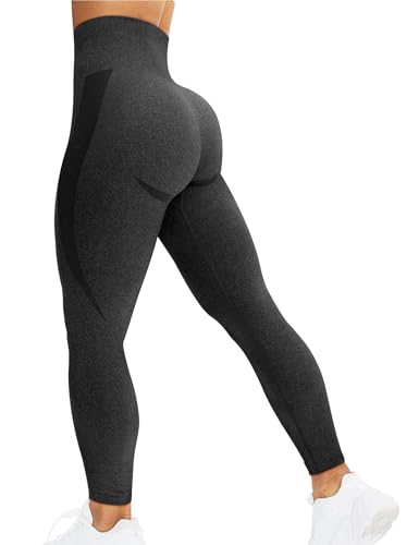 corcoar Sport Leggings Damen Hoch Taille Seamless Blickdicht Leggings Booty Lifting Po Push Up Gym Yoga Sporthose Grau XXL von corcoar