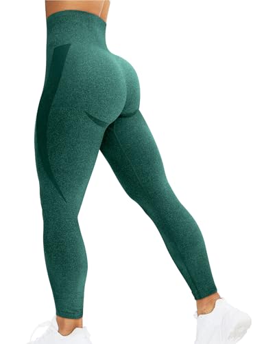 corcoar Sport Leggings Damen Hoch Taille Seamless Blickdicht Leggings Booty Lifting Po Push Up Gym Yoga Sporthose Grün S von corcoar