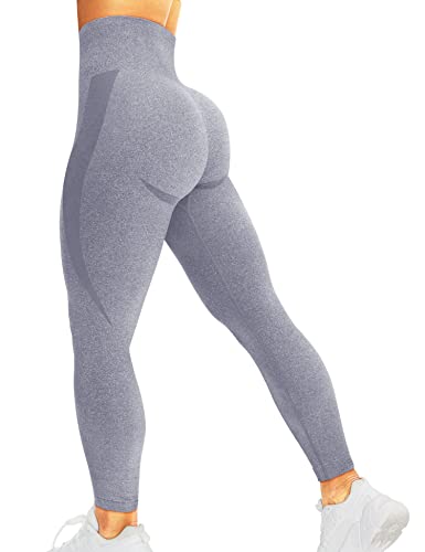 corcoar Damen Leggings Sporthose High Waist Seamless Hosen Gym Yoga Sport Hellgrau S von corcoar