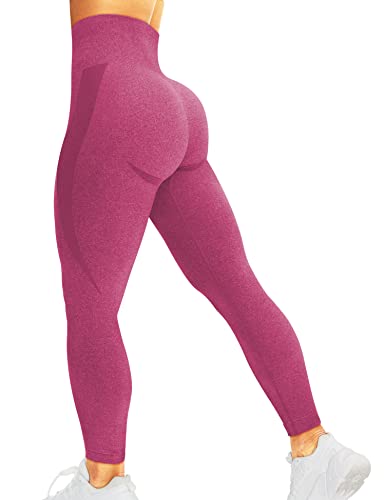 corcoar Damen Leggings Sporthose High Waist Seamless Hosen Gym Yoga Sport Karminrot L von corcoar